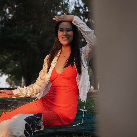 Silky Orange Slip Dress - Forever 21 - Picture 5 of 8